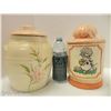 Image 1 : 2 VINTAGE LARGE CERAMIC COOK JARS - 1 IS HOLLY HOBBY STYLE AND MADE IN CANADA