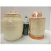 Image 2 : 2 VINTAGE LARGE CERAMIC COOK JARS - 1 IS HOLLY HOBBY STYLE AND MADE IN CANADA