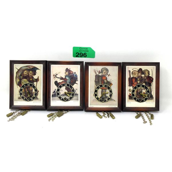 4 German Made Hummel Mini Wall Clocks