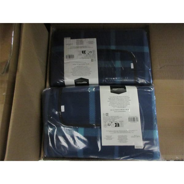 2 New Blue Picnic Blankets - Waterproof Backing