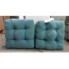 Image 1 : Box of 2 New Tufted Seat Cushions - Cyan Blue