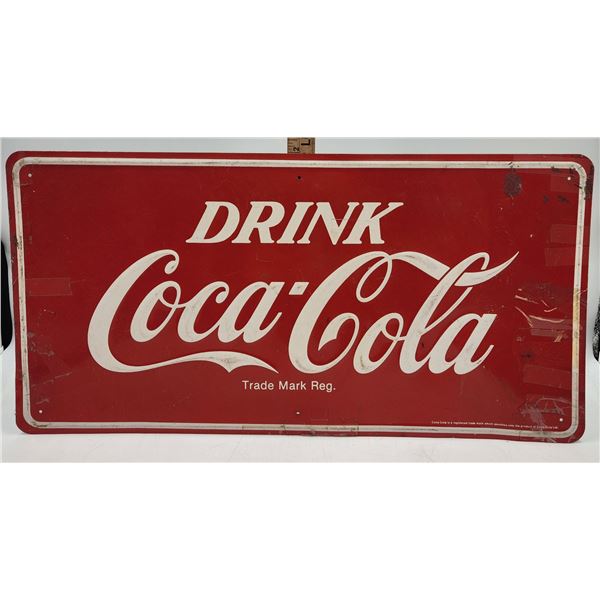 Vintage Embossed Coca-Cola Tin Sign 24  x 12 