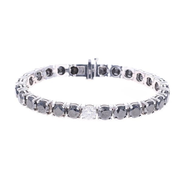 Black & White Diamond & 14k White Gold Bracelet