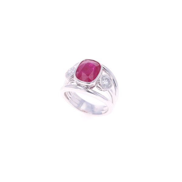 Opulent Burmese Ruby & Diamond Platinum Ring