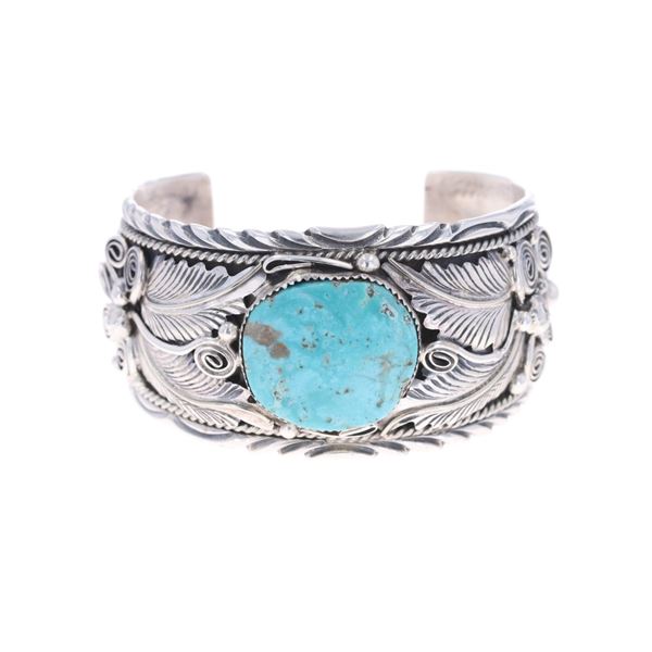 Navajo Thomas Sterling Silver Turquoise Bracelet