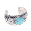 Image 9 : Navajo Thomas Sterling Silver Turquoise Bracelet