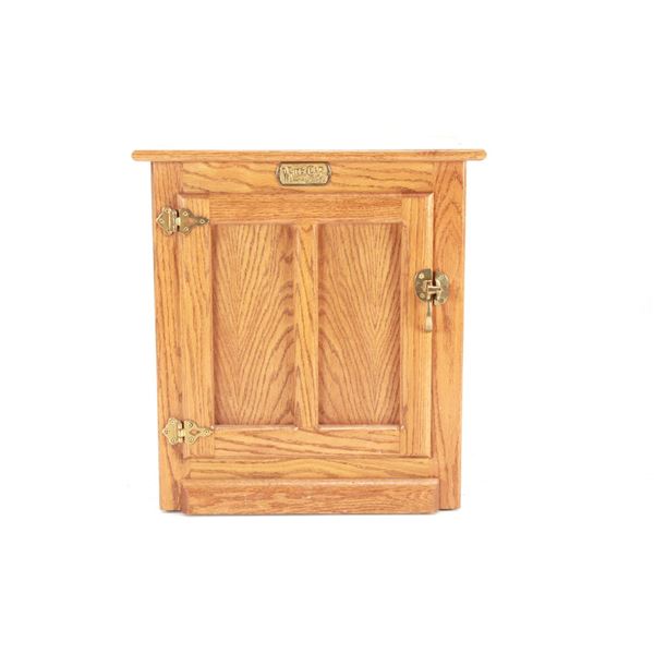 White Clad Simmons Hardware Co. Oak Ice Box