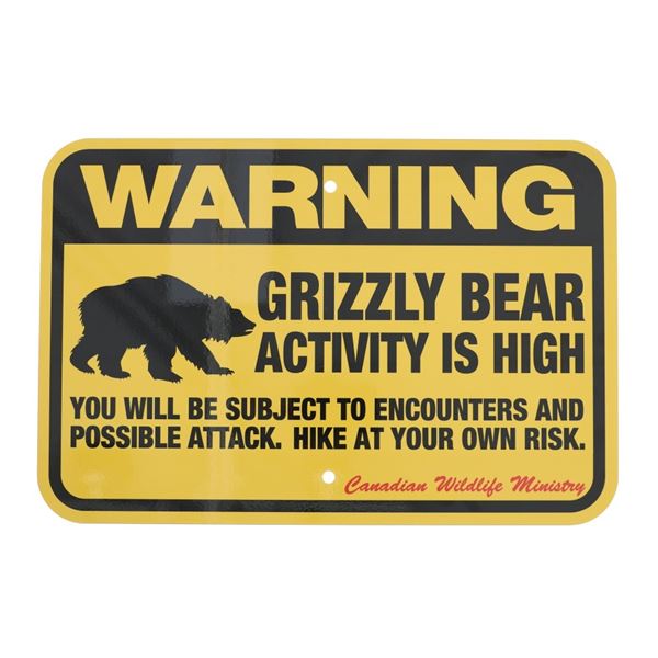 Grizzly Bear Warning Sign from Canada