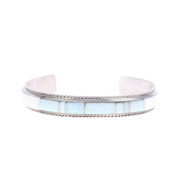 Navajo F. Plantero Sterling Silver Opal Bracelet