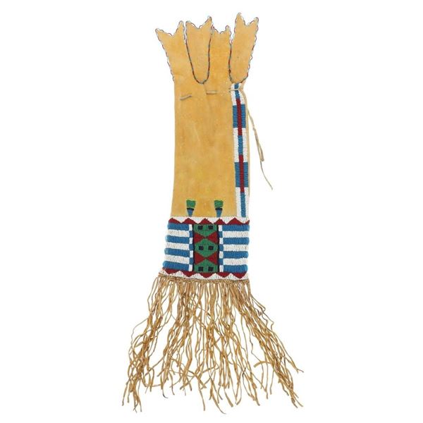 Southern Cheyenne  Four-Tab  Beaded Hide Pipe Bag