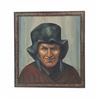 Image 1 : Oil on Board Painting Peruvian Woman with Top Hat
