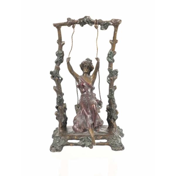 H.F. Moreau (1832-1927) Bronze Swinging Woman