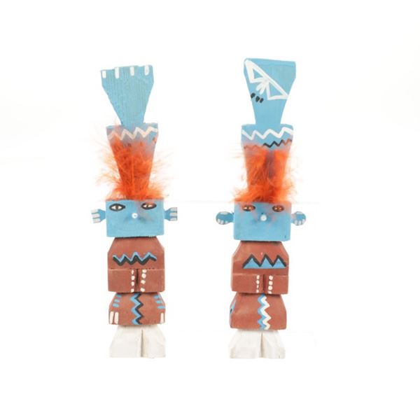 Mid 1900s Southwest Navajo Wood Kachina Dolls (2)