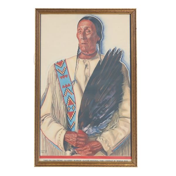 Winold Reiss Blackfoot Warrior Print c. 1942