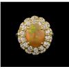 Image 2 : 2.75 ctw Opal and Diamond Ring - 14KT Yellow Gold