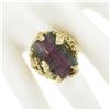 Image 3 : Vintage 14k Gold Uncut Watermelon Tourmaline Open Freeform Nugget Textured Ring