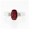 Image 6 : Vintage 18k Gold 1.62 ctw GIA Oval Ruby & Round Diamond Accent Engagement Ring