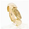 Image 7 : Unisex Vintage 14k Yellow Gold 6mm Domed Grooved Polished & Florentine Band Ring