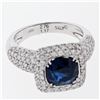 Image 9 : 18K White Gold 3.93 ctw GIA No Heat Cushion Sapphire Diamond Halo Engagement Rin