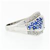 Image 5 : 14k White Gold .85 ctw Round Brilliant Tanzanite & Diamond Wide Cluster Band Rin