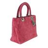 Image 2 : Christian Dior Pink Quilted Cannage Suede Leather Medium Lady Dior Handbag