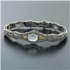 Image 8 : Antique Art Deco Esemco 14k TT Gold Milgrain Filigree Moonstone Belly Bracelet