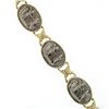 Image 5 : Vintage 14k Yellow Gold & Oval Sterling Silver Scene 12.9mm Chain Link Bracelet