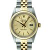 Image 1 : Rolex Mens 2T 14K Gold And Steel Champagne Tapestry Datejust Wristwatch 36MM