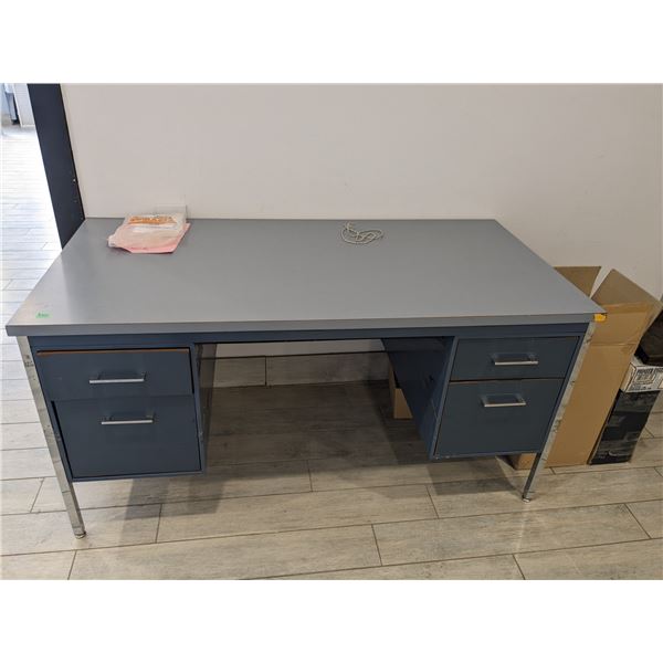 Blue Metal Desk with 4 Drawers