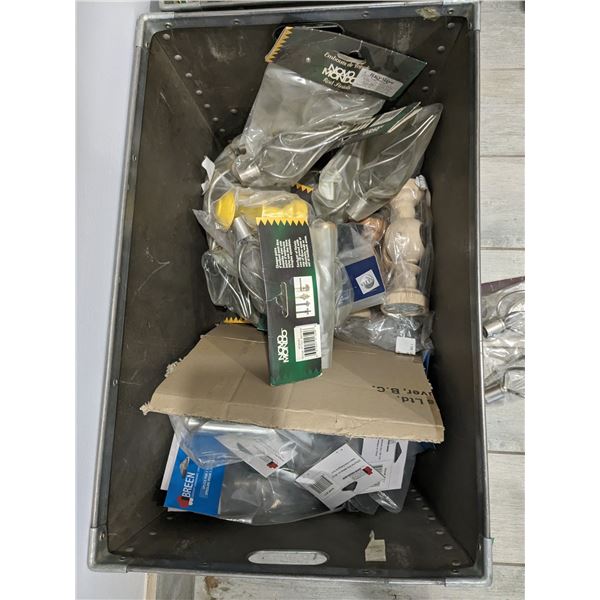 Large Bin of Blind Install and Curtain Rod Ends