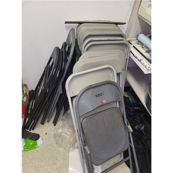 Room - 2 Bay Shelving, Approx 20 Folding Chairs and Contents