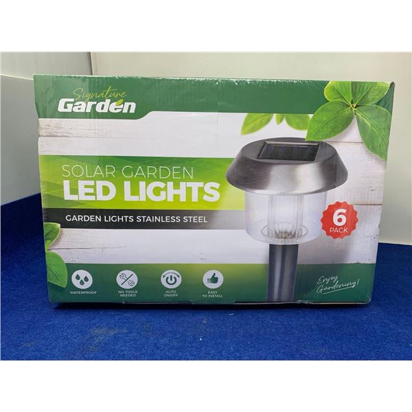 Signature Garden Solar Garden LED Lights-Stainless Steel 6pk