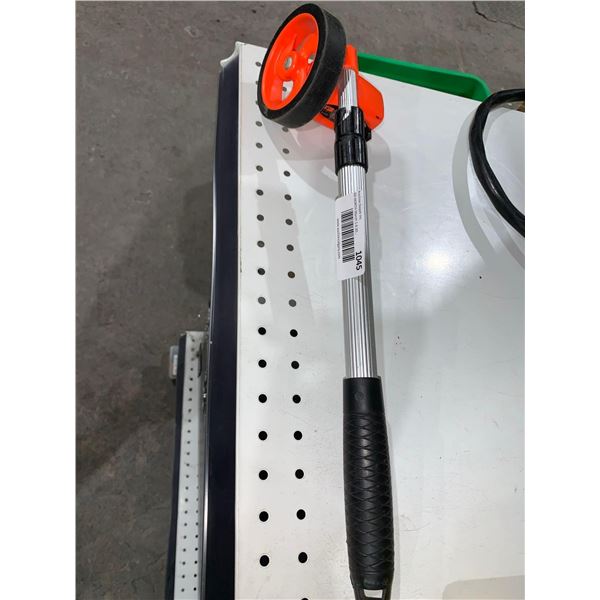 Single Wheel l Rolling Tape Measure Extendable 5-digit counter tracks in feet and inches.