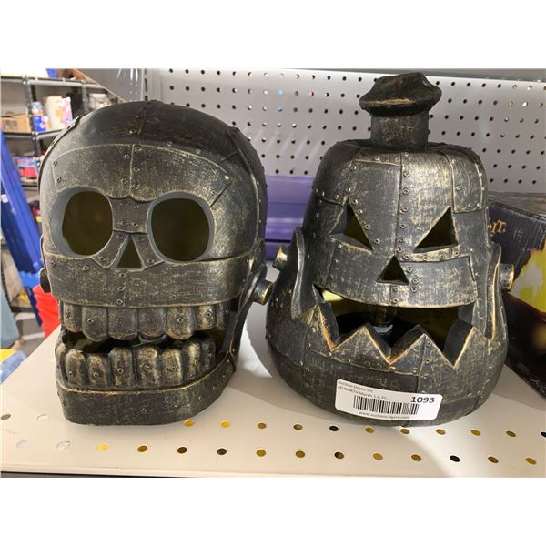 Lot of 2  Halloween Skull & Pumpkin Decor