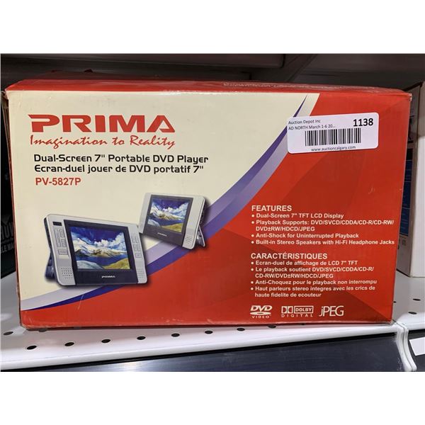 Prima Duel Screen 7" Portable DVD Player  PV-5827P