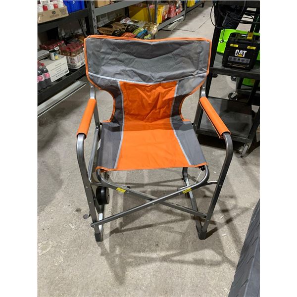 Orange & Gray Folding Directors Chair with Table