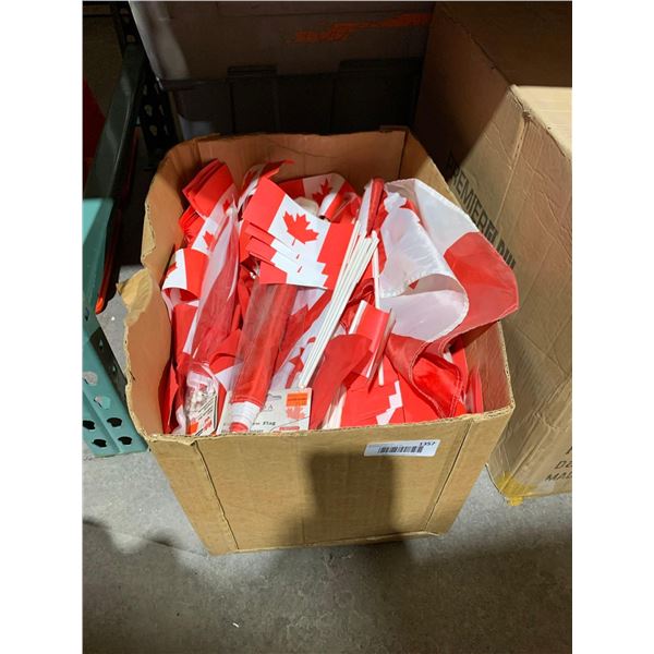 Box Lot of Assorted Canadian Flags