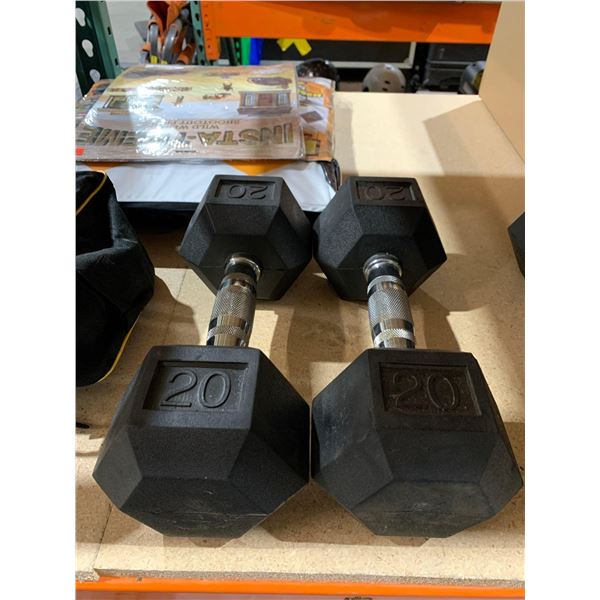 Lot of 2 Hex Dumbbell Weight - 12 x 4.9 x 4.4 Inches, 20 Pounds each