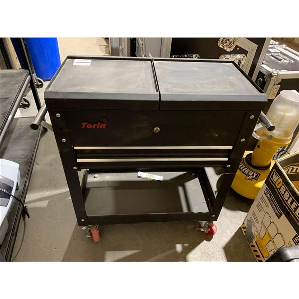 Torin Rolling Garage Workshop Tool Organizer: 2 Drawer Tool Chest Tray with Top Work Surface and Sto