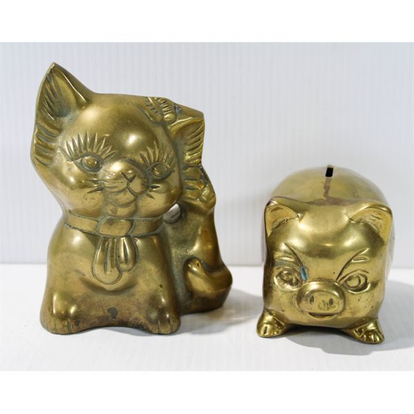 2 SOLID BRASS COIN BANKS