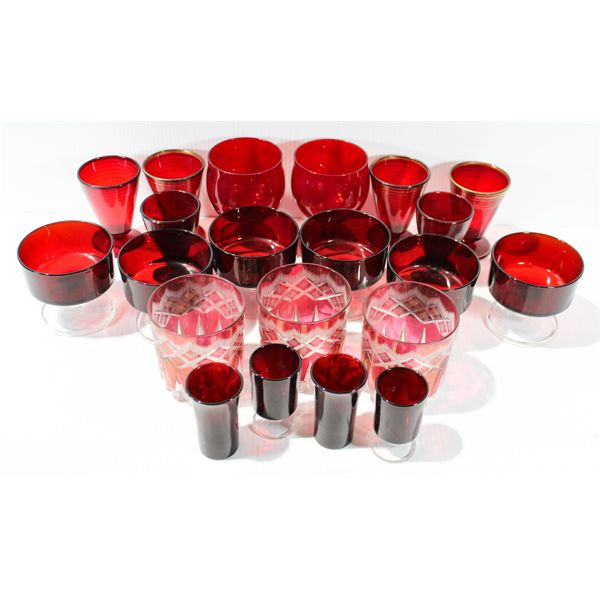 21 PC RUBY GLASS