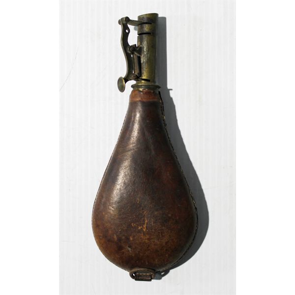 ANTIQUE LEATHER POWDER HORN