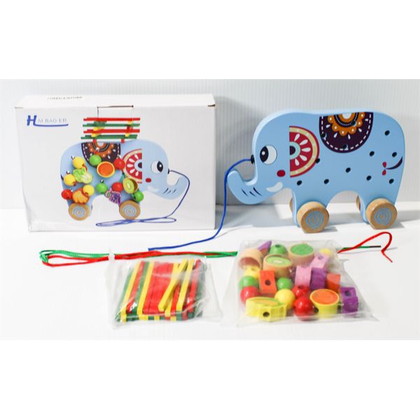 HAIBAO WOODEN ELEPHANT PULL ALONG TOY