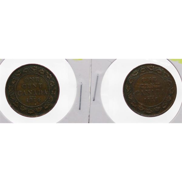 1914 & 1918 CANADA LARGE PENNIES