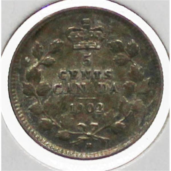 1902 CANADA SILVER 5 CENT COIN