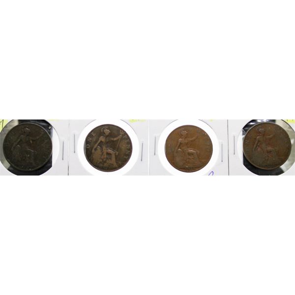 1913, 1917, 1919 & 1920 OLD KING LARGE PENNIES