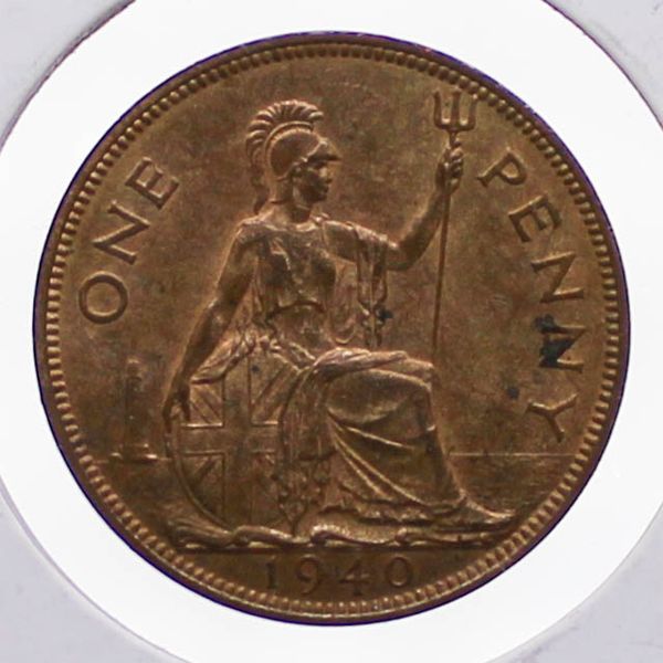 1940 TONED UNC KING GEORGE VI PENNY