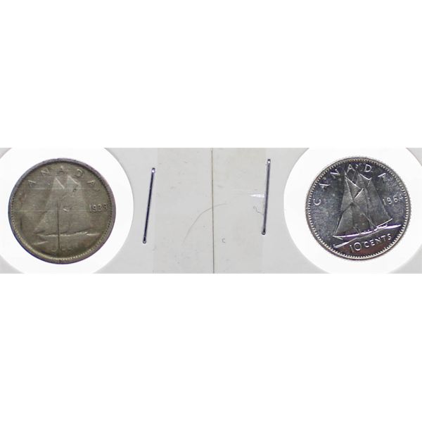 1939 & 1964 CANADA SILVER DIMES