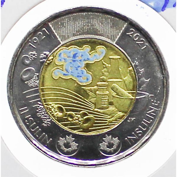 2021 PROOF UNC CANADA INSULIN $2 COIN