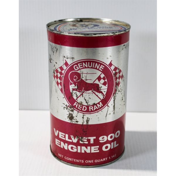 VINT. RED RAM VELVET 900 ENGINE OIL TIN 1.14L SIZE